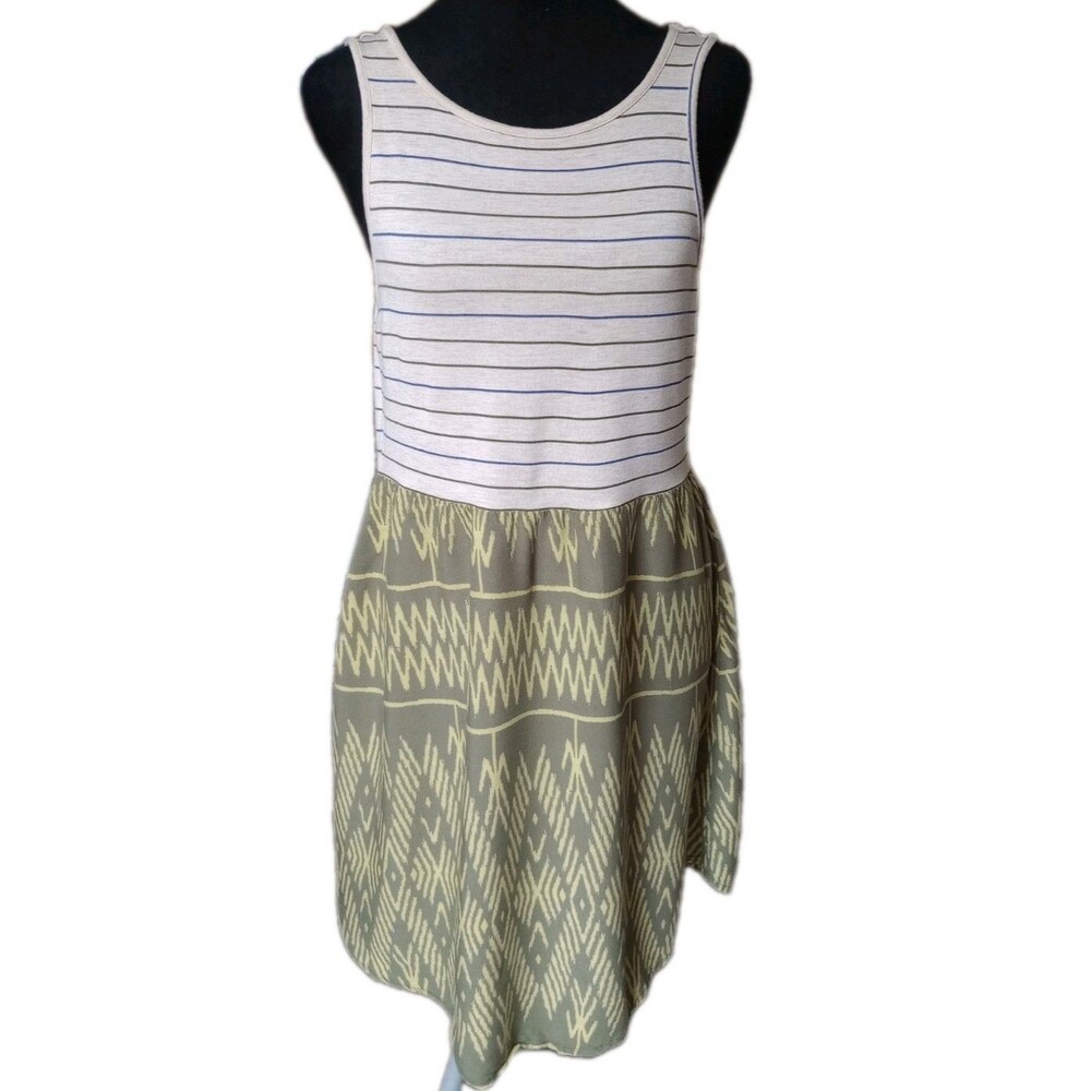 Roxy Women's SP White Striped Top/Green Geometric Print Bottom Mini Sundress